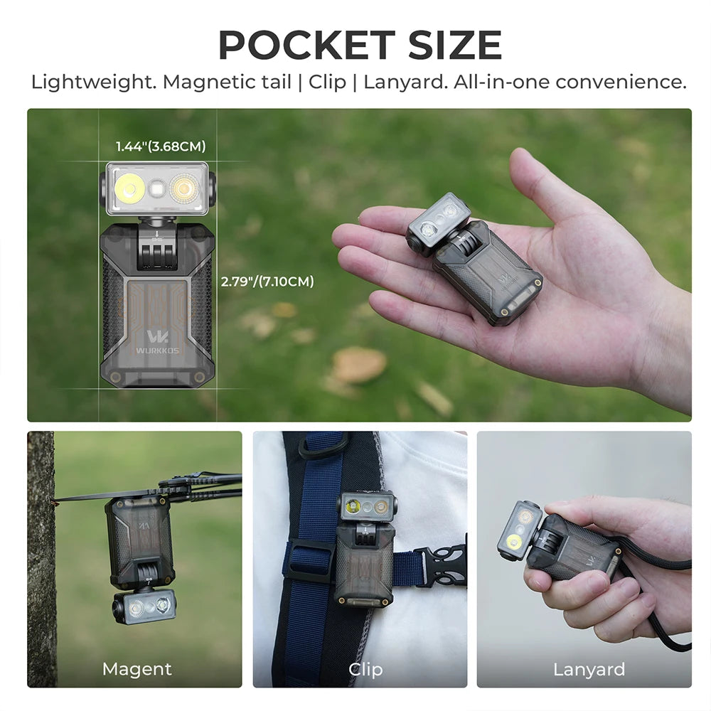Wurkkos HD04 Mini 750 Lumens EDC Flashlight with 180 ° Horizontal Rotation Is an Ideal Choice for Camping Inspection and Gift