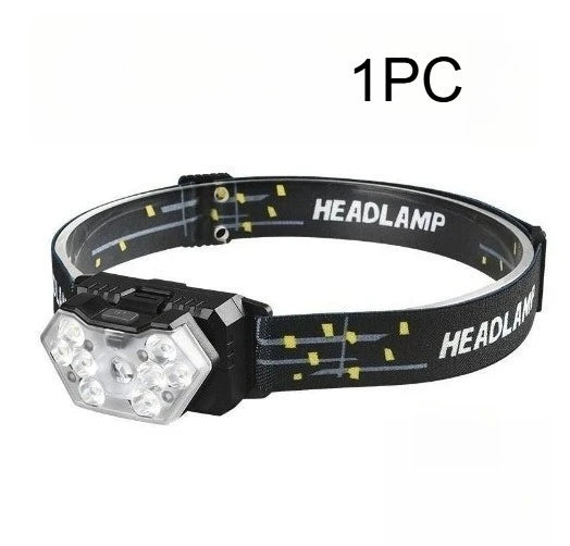 Portable 9-LED Headlamp Flashlight AAA Battery Powered High Brightness for Camping Fishing Hiking Outdoor Work Emergency Light