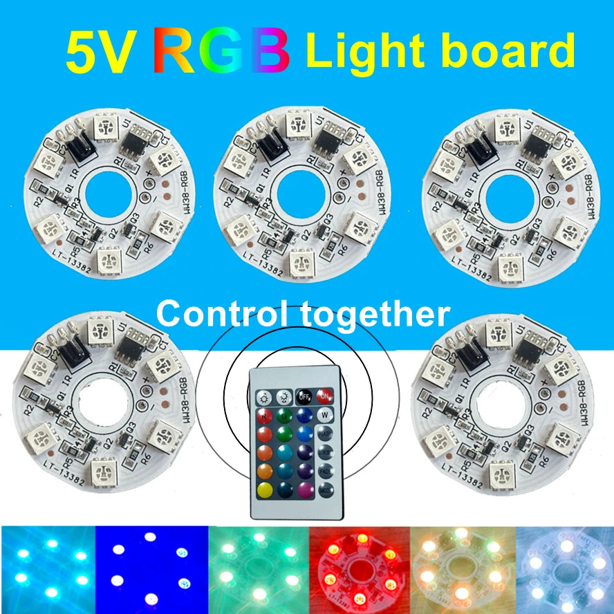 1Set 5V RGB LED Lights Plate Linkage Control Colorful Source Wireless Remote Car LED Interior Ambient Light LED Beads COB Chip
