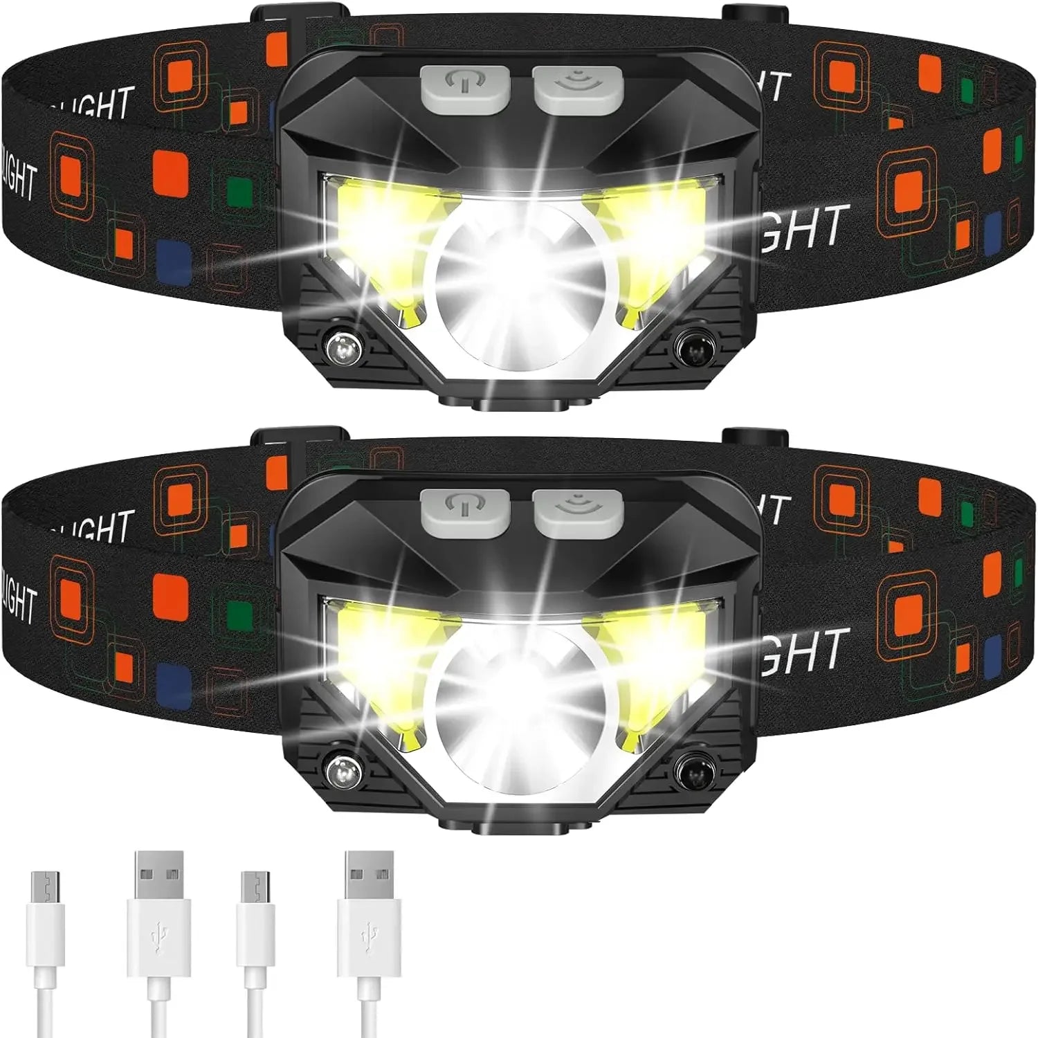 1200 Lumen Bright Headlamp Flashlight LED Rechargeable Headlight Red Light Waterproof Motion Sensor Head Lamp Fishing Head Light