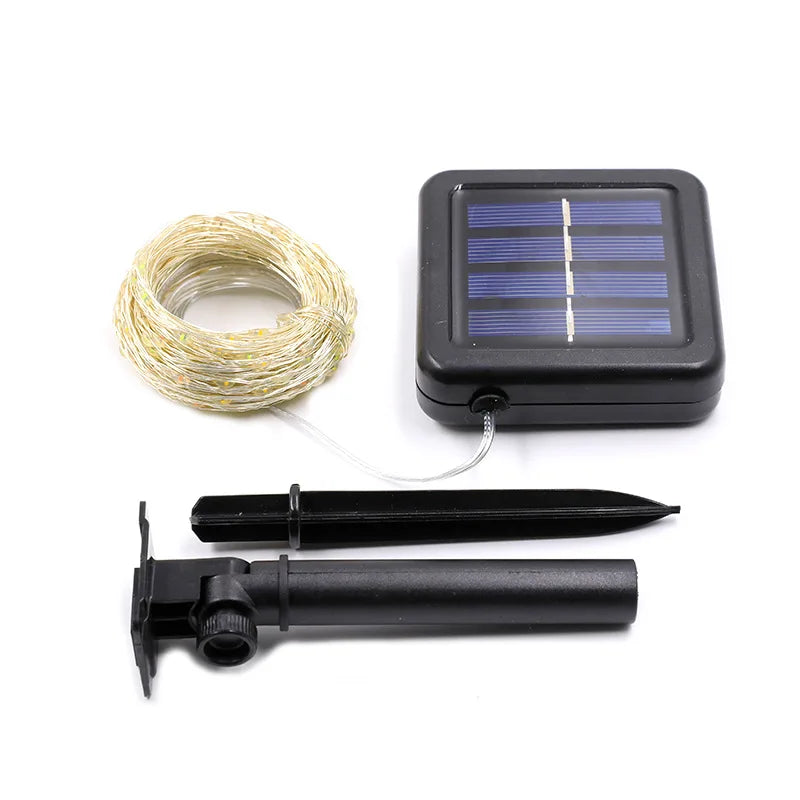 Solar Outdoor String Fairy Lights 12m 100LED Waterproof Outdoor Garland Solar Power Lamp For Holiday Christmas Garden Decoration