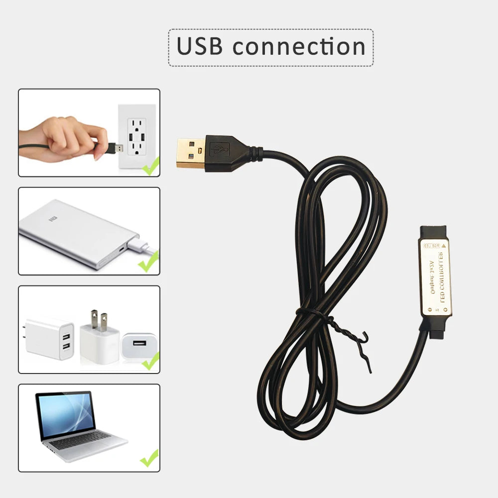 24key IR RGB LED Controller 4Pin USB 5V Mini Control Cable Remote Dimmer for 5050 3528 2835 RGB LED Strip for Home Decoration