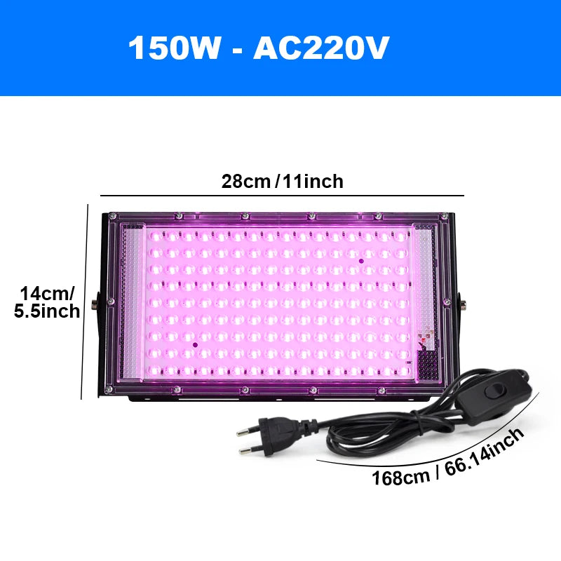 50W 100W 150W LED Grow Light 220V Outdoor LED Floodlight Full Spectrum LED Plant Growth Lamp LED Spotlight Projector Streetlight
