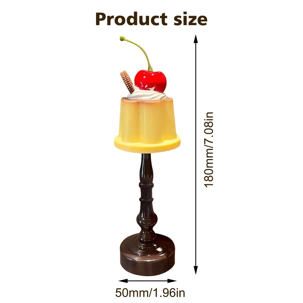 Kawaii Pudding Night Light LED Desk Lamp Battery Powered Desk Bedside Bedroom Bar Room Decor Atmosphere Sleeping Light kid Gifts