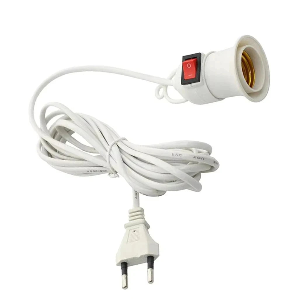 5/10m Lamp Bases Universal With Switch Led Bulb Socket Adapter E27 Screw Lamp Holder Accessories Tools Two Plugs Suspension