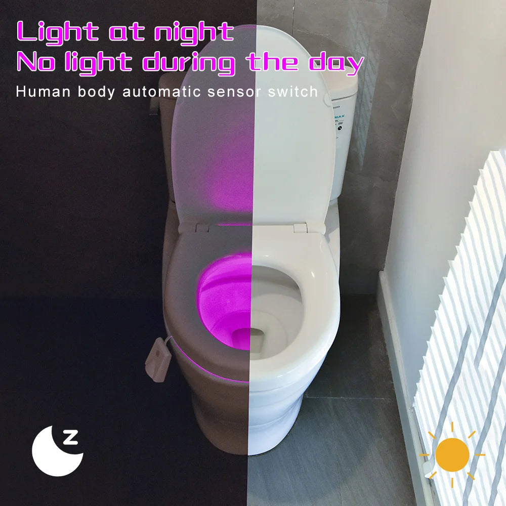 Toilet Night Light Charging Waterproof Human Sensing Toilet Induction Light Colorful Projection Lamp Bathroom Lighting Decor