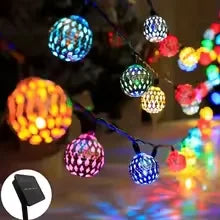 Moroccan Ball Lamp Iron Art LED Light Strip Solar Light String Suitable for Outdoor Party Courtyard and Garden Decoration