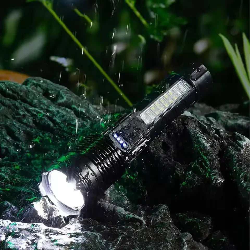2pcs/set High Power LED Flashlight Strong Light Tactical Torch Rechargeable Portable Lamp Outdoor Emergency Camping Lantern
