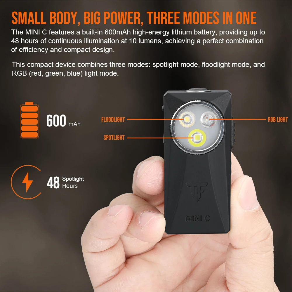 Trustfire MINIC 800 Lumens EDC Flashlight Clip-on Compact RGB LED SpotLight Rechargeable Magnetic LED Torch Outdoor Camping Hiking Everyday Carry