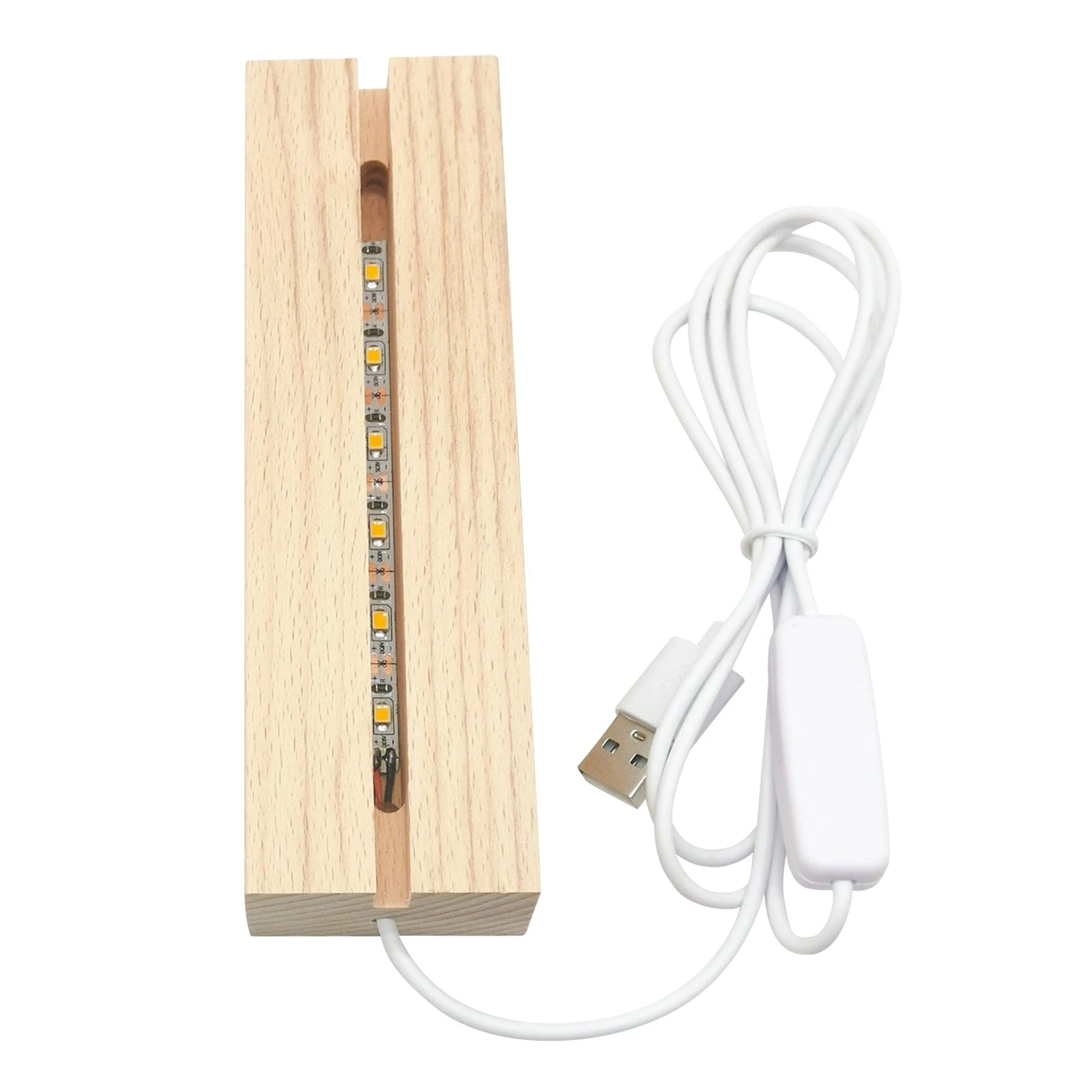 10-1Pcs LED Wood Display Base Creative Rectangle Crystal USB Lighted Stand for Resin Art Acrylic Light Plate Stand Craft