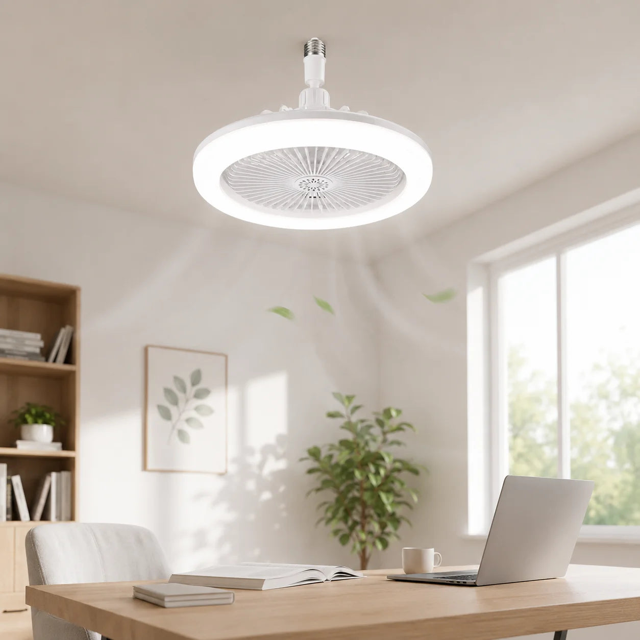 E27 3 in 1  Ceiling Fan Light with Remote Control Rotatable LED Lamp Converter Base for Bedroom Living Room Kitchen Home Decor