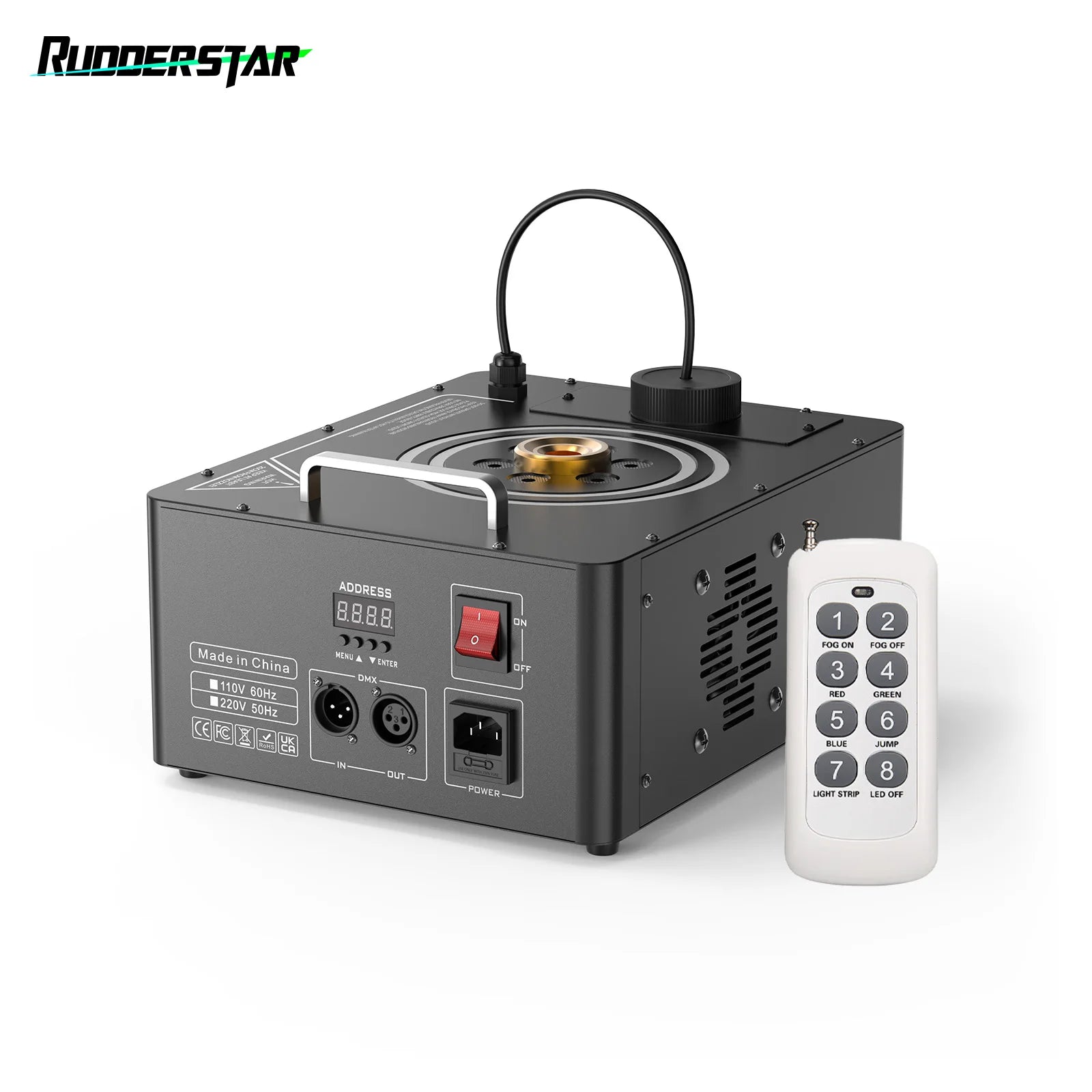 1200W Smoke Machine with RGB 6LEDs Wash Lights Fog Machine DMX Remote Control Smoke Haze Generator for Stage Party Performance