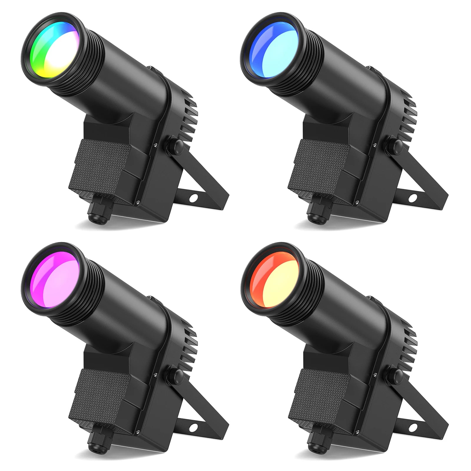 Datewink 2/4Pcs 30W RGBW LED Beam Pinspot Light Spot Lights DJ Disco Mirror Ball Stage Lighting Effect DMX For Party Wedding Bar