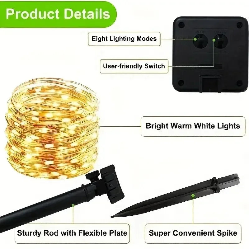 Solar Light RGB Light String Waterproof Outdoor Courtyard Light Garden Party Tree Fence Decoration Atmosphere Light Festival