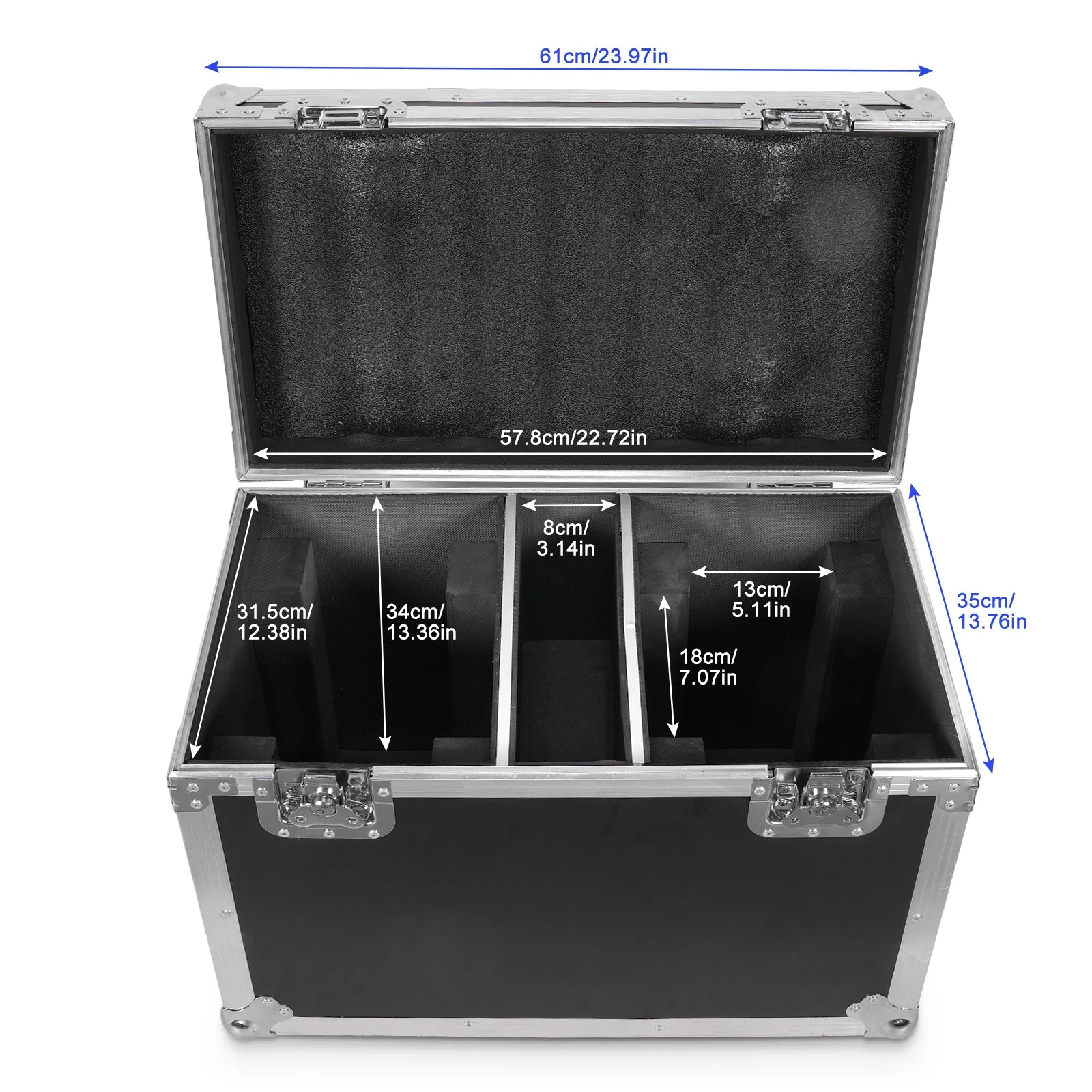 Fieryzeal Airline Case Heavy-duty Gator Case with Built in Wheels Handle for (2) 19x15W Moving Head Light Stage Light Flycase