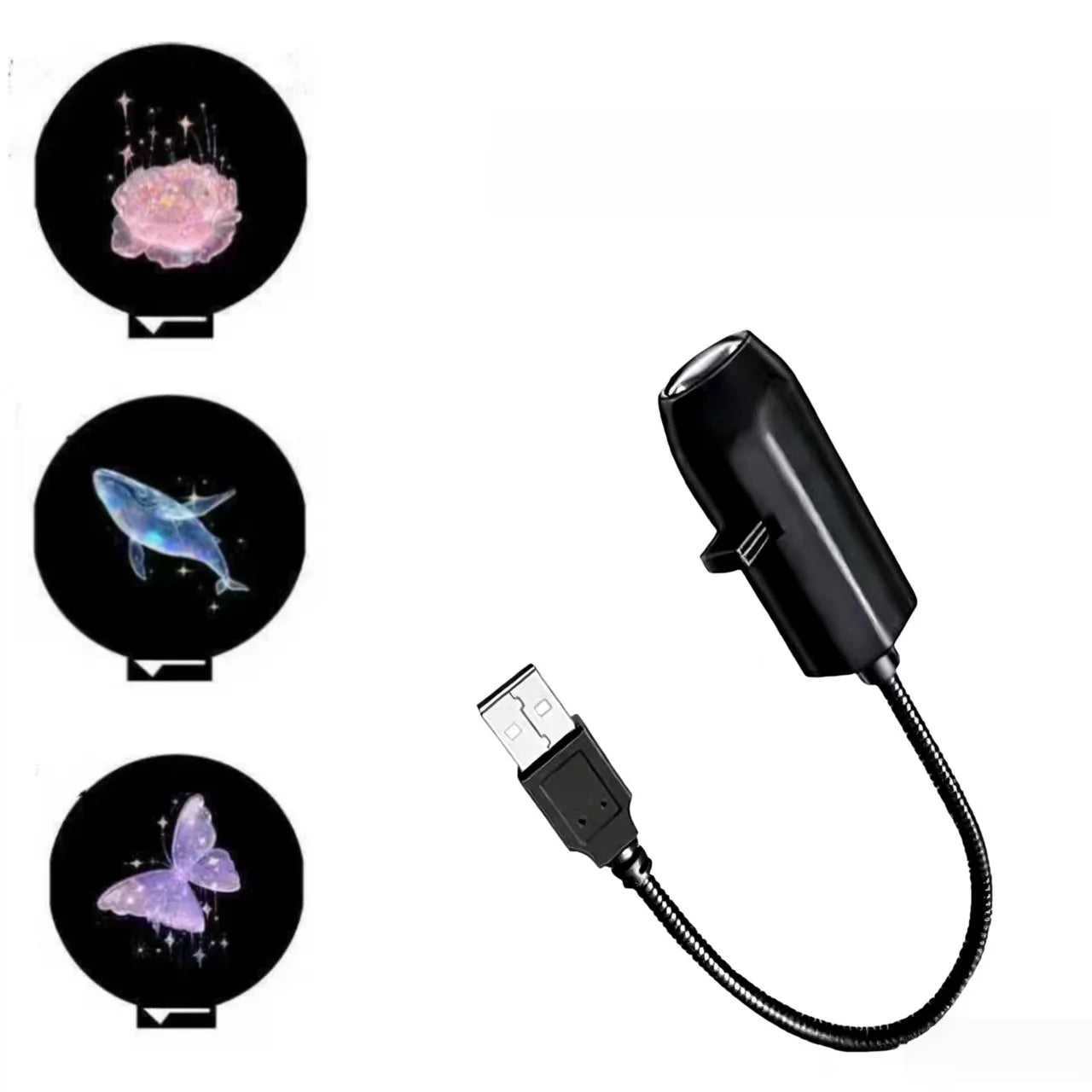 LED USB Projector Light 1/3/6pcs Projection Patterns-Adjustable Whale Butterfly Star Night Light Christmas Halloween Decoration