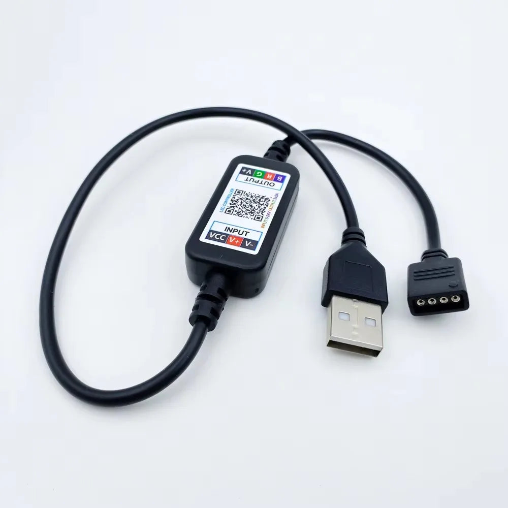 USB Bluetooth Music LED Controller 4-pin RGB 5V 24V Microphone Mode 1.6 Billion Color Toner Mini RGB Bar Light Controller BT001A