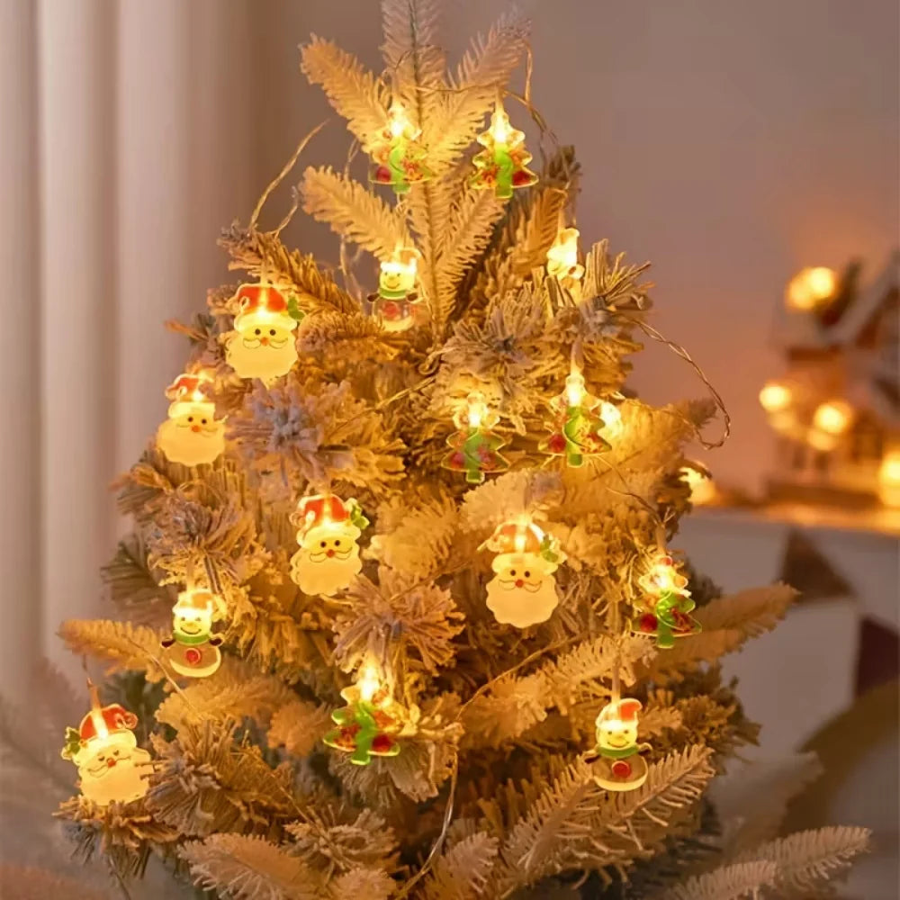 1PC 1.5M10LED Santa Claus Snowman Christmas Tree Light String,powered by AA batteries,Excluding Battery,Christmas Decoration ﻿