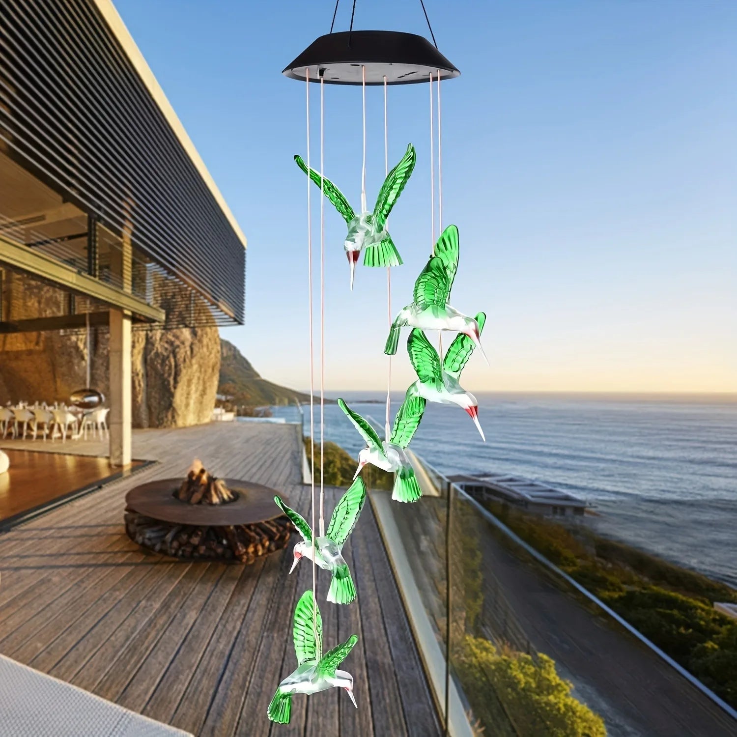 1pc Solar Light Hummingbird Wind Chimes Outdoor Decor Yard Decor For Christmas Gardening Gift Birthday Gift Halloween Decoration