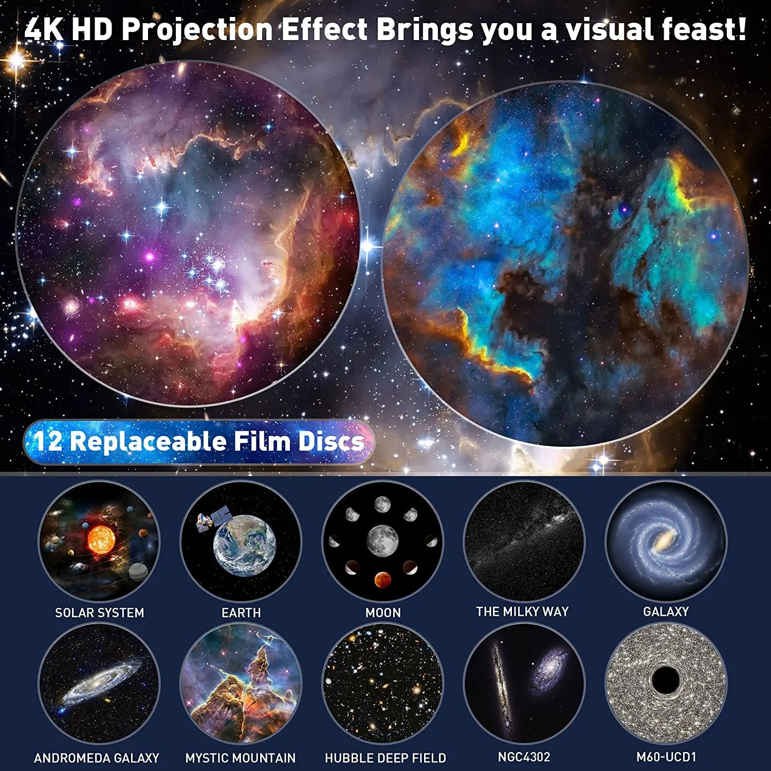 Star Projector,13 in 1 Planetarium Galaxy Projecto,360°Rotation,Mute Design,HD Image&Timing for Bedroom,Birthday,Christmas Decor