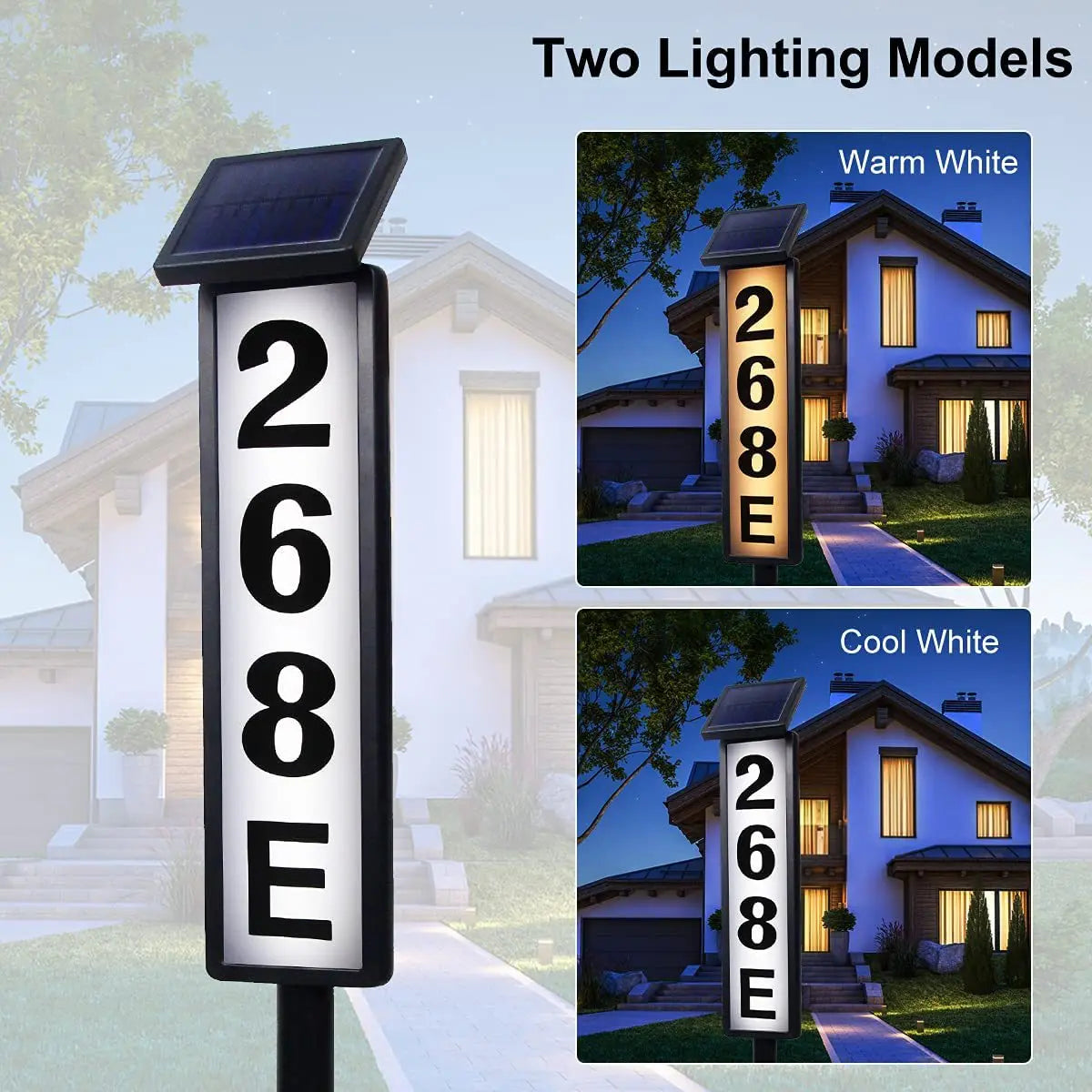 Solar-Powered Door Sign Lights, Ground-Insert Lawn Lights, No Wiring Required, Automatically Light up at Night, Eye-Catching Address Signs, Suitable for Homes, Mailboxes, Factories, and Commercial Areas, Outdoor Christmas Gar