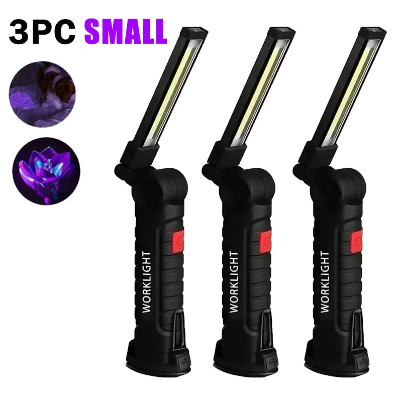 395nm Led UV Flashlight USB Rechargeable Foldable Lamp with Magnetic and Hook Pet Urine Detector Resin Curing Portable UV Light