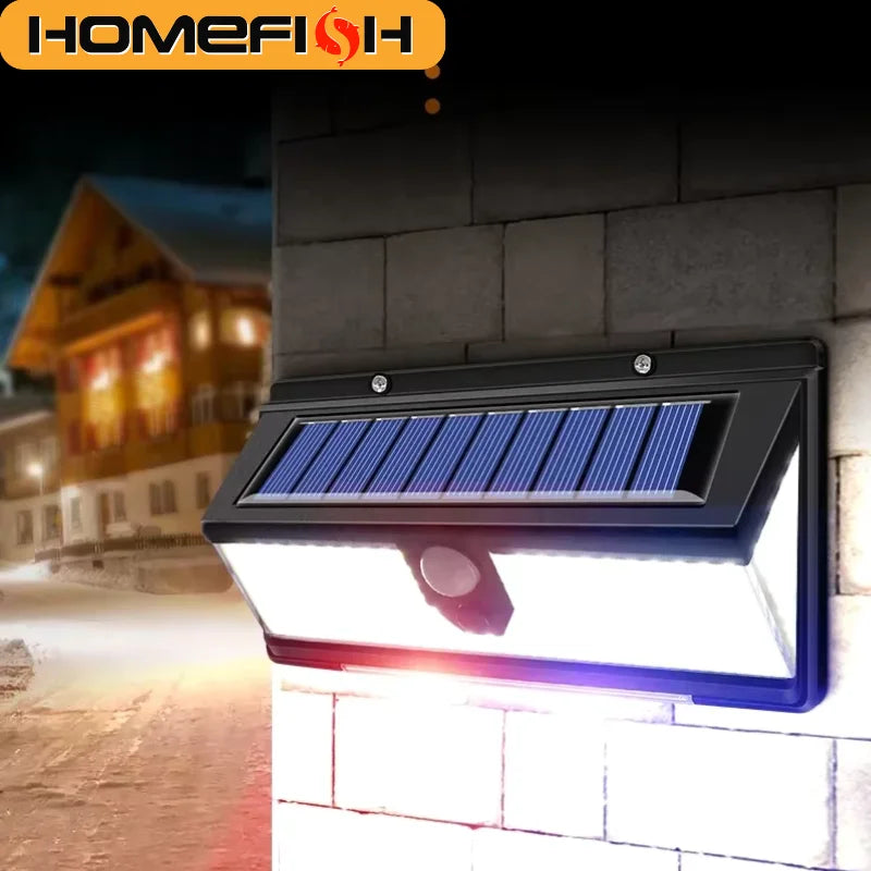 HOMEFISH 190-LED Solar Motion Sensor Wall Light Outdoor IP65 Waterproof 4-Mode Solar Garden Decoration Lamp for Yard Door Patio