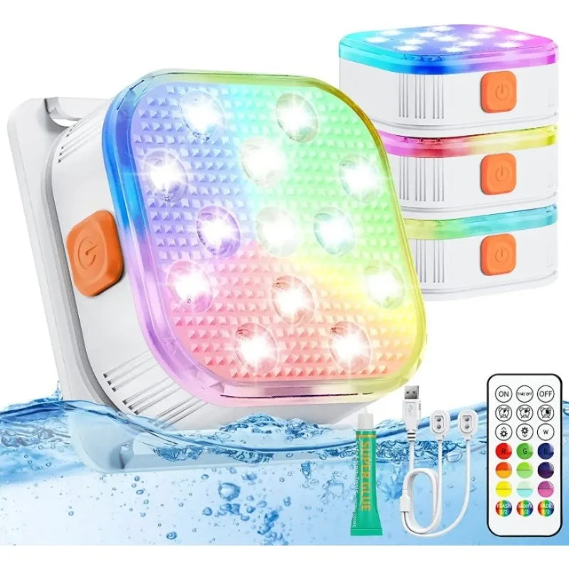 Underwater Lights LED Submersible Pool Lights Rechargeable 200FT Remote Control Swimming Pool Light with Timer Color changing