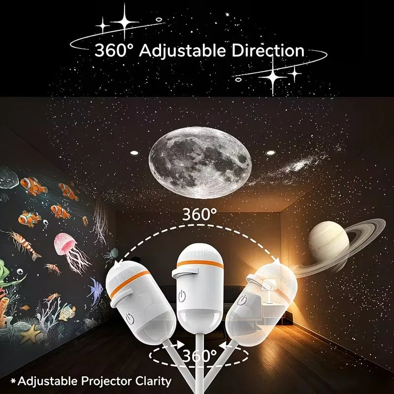 USB Starry Sky Projector Night Light Romantic Galaxy Atmosphere Lamp for Car Interior Home Bedroom Decor USB Powered
