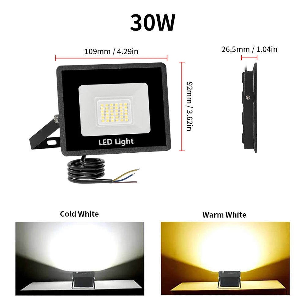 LED Flood Light 30W 50W 100W 200W 300W LED Spotlight Outdoor IP67 Waterproof LED Projector Garden Square Street Light