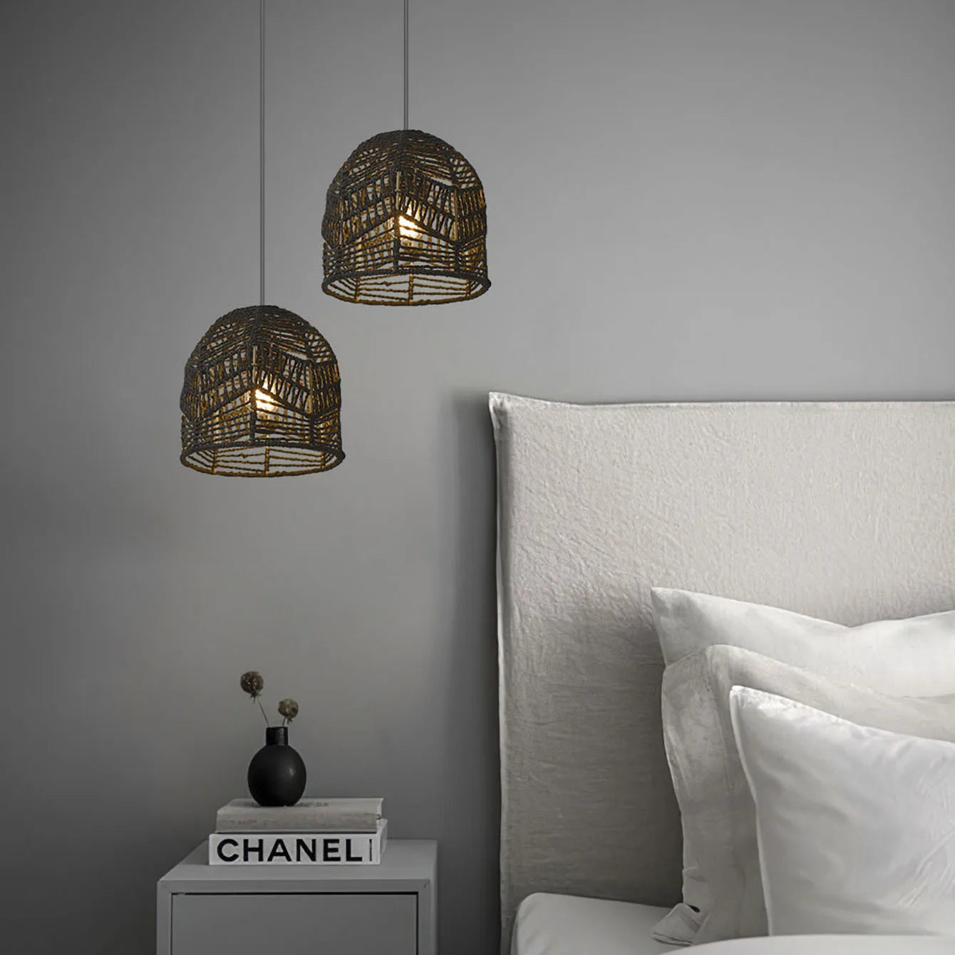 Paper Rope Lamp Shade – Handwoven Creative Pendant Light Fixture, Elegant Decor for Bedrooms, Homestays, Hotels & Restaurants