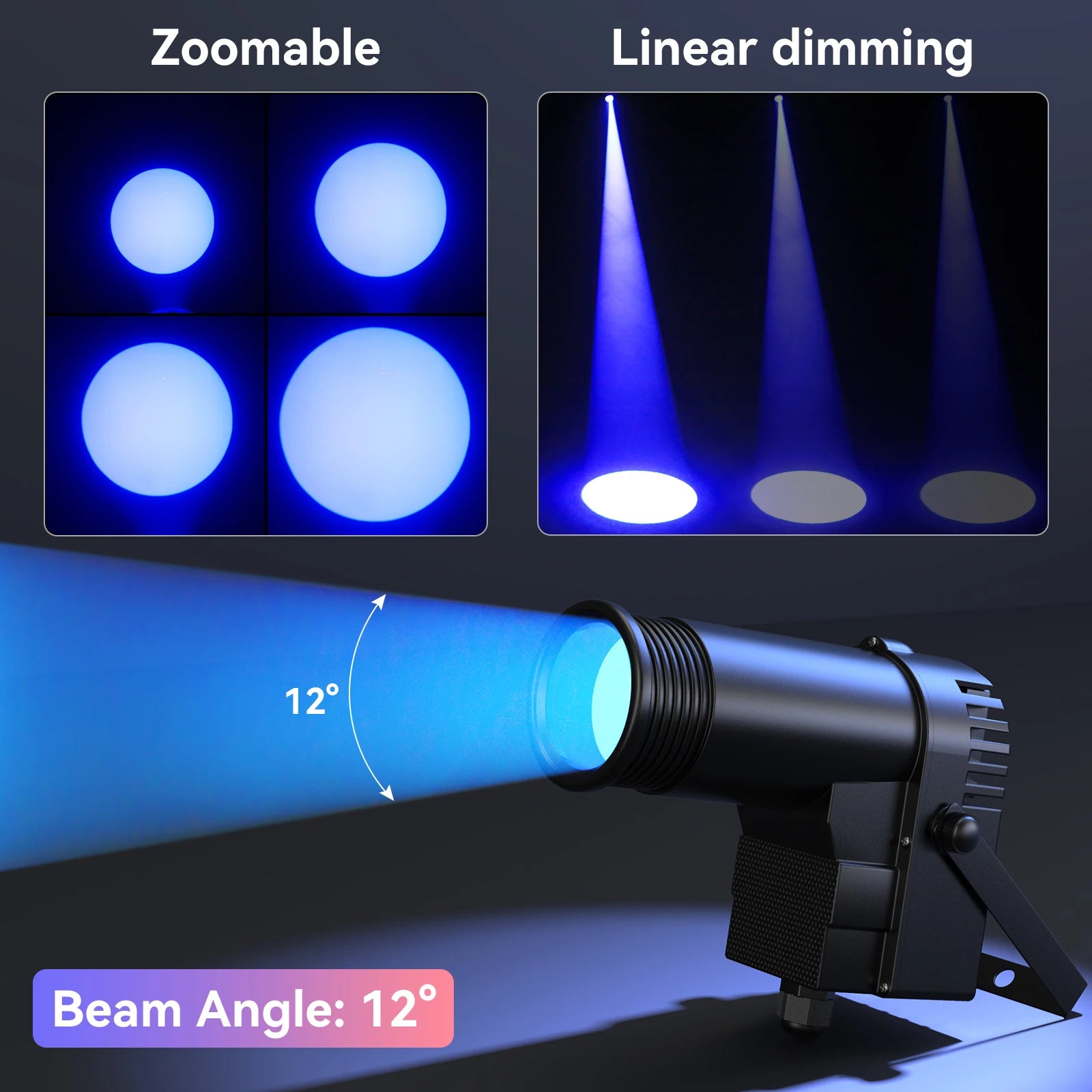 Datewink 2/4Pcs 30W RGBW LED Beam Pinspot Light Spot Lights DJ Disco Mirror Ball Stage Lighting Effect DMX For Party Wedding Bar