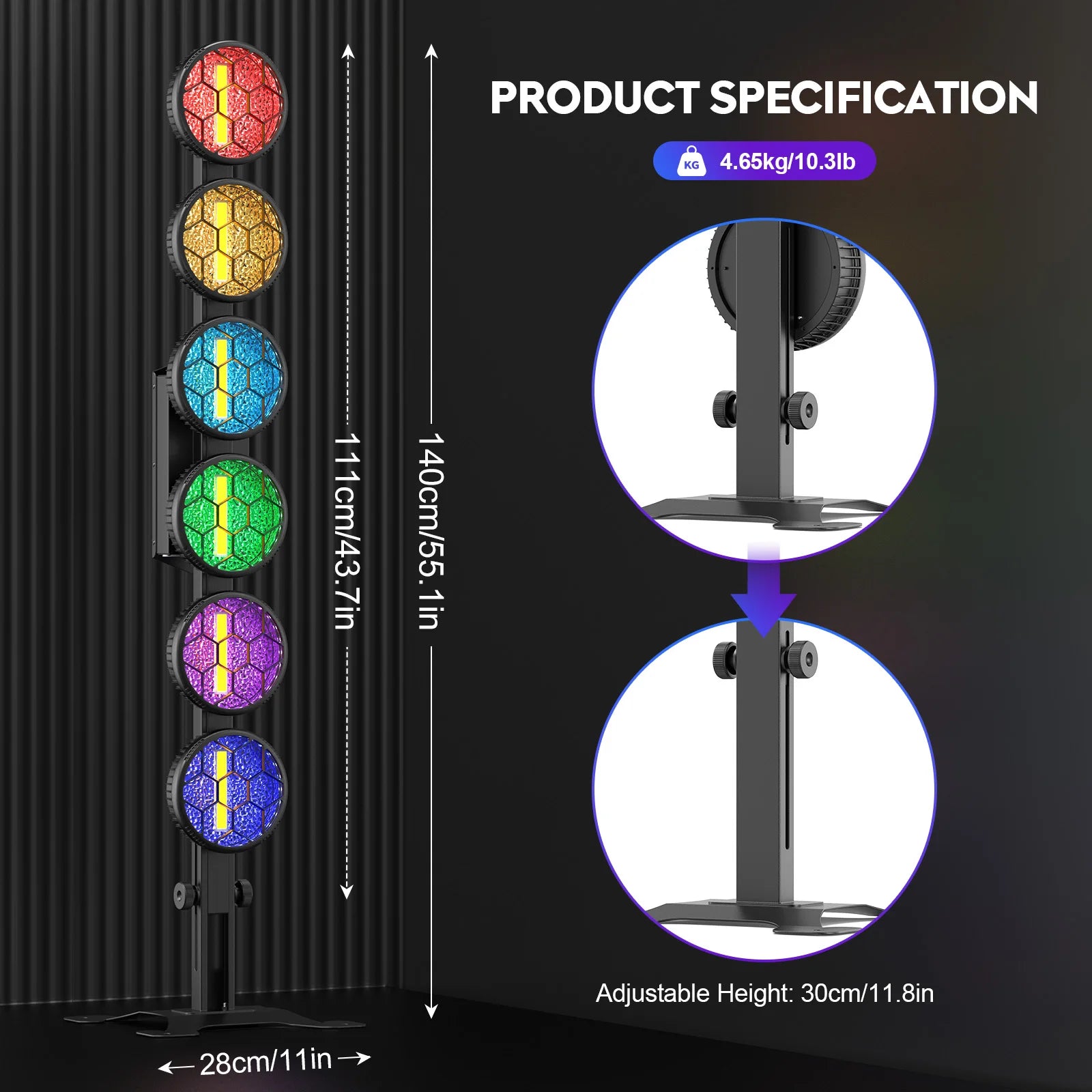 4PCS 300W COB Par Light RGB LED Retro Lights Stage Linear Vintage Light DMX for Party Concert Wedding Theater Live Show Bar Club