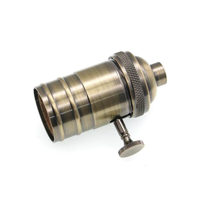 E27 Lamp Base  DIY Lampholder With Switch Edison Vintage Lighting Screw Socket Antique Brass Lamp Holder Fixture
