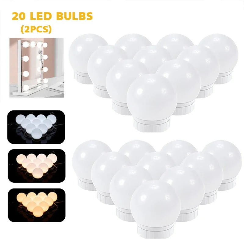 LED Detachable Bulbs Professional Makeup Mirror Lamp USB Power Cosmetic Mirror Light Hollywood Dressing Table Vanity Lights