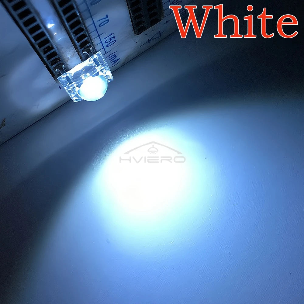 100Pcs Min F5 5mm Red Green Blue White Yellow Dome Flux Water Clear Piranha 1.9~3.4V Lamp Bead Light DIY Emitting Diode Led Bulb