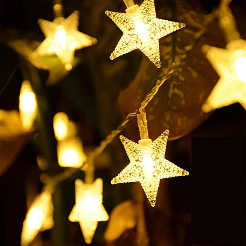 6M 40Led Lights Outdoor Decoration String Lights Christmas Tree Home Window Decor Holiday Lighting Star Light Strings