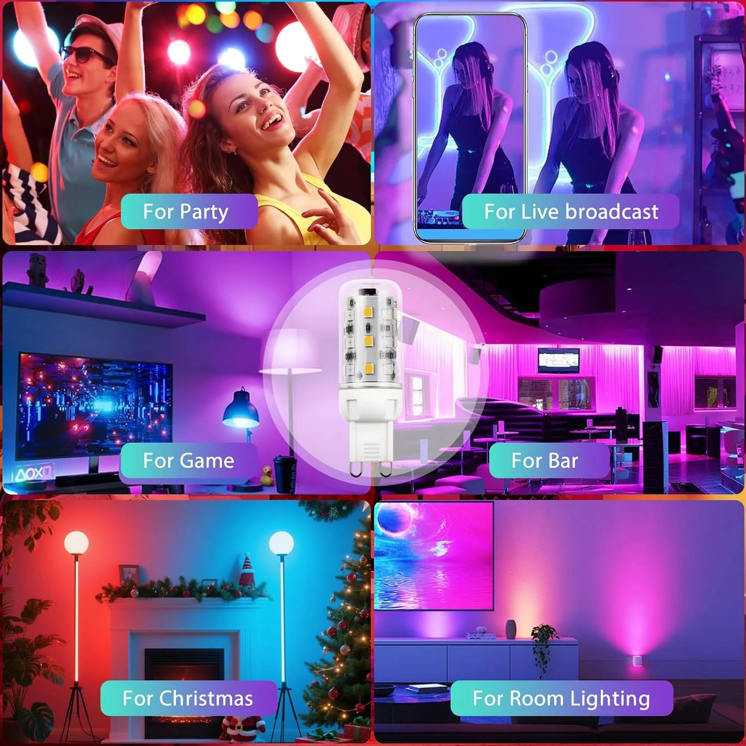 G9 LED Bulb Dimmable,12 Color RGB+Warm White 3000K Color Changing with IR Remote Control Control, AC100-240V, Halloween,1 Pack