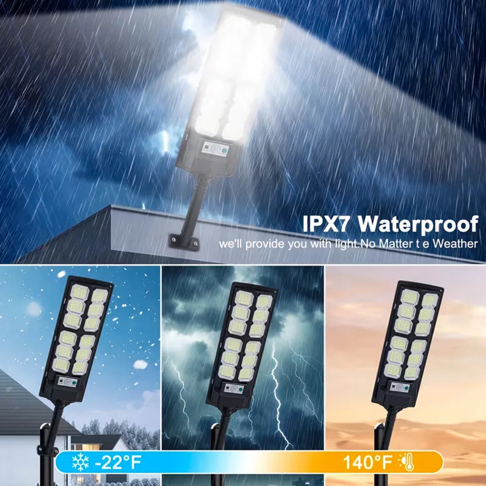 IPX7 Waterproof Solar Street Light Outdoor, LED Solar Wall Light with Motion Sensor, Timer for Garage Garden, Entryway Garage