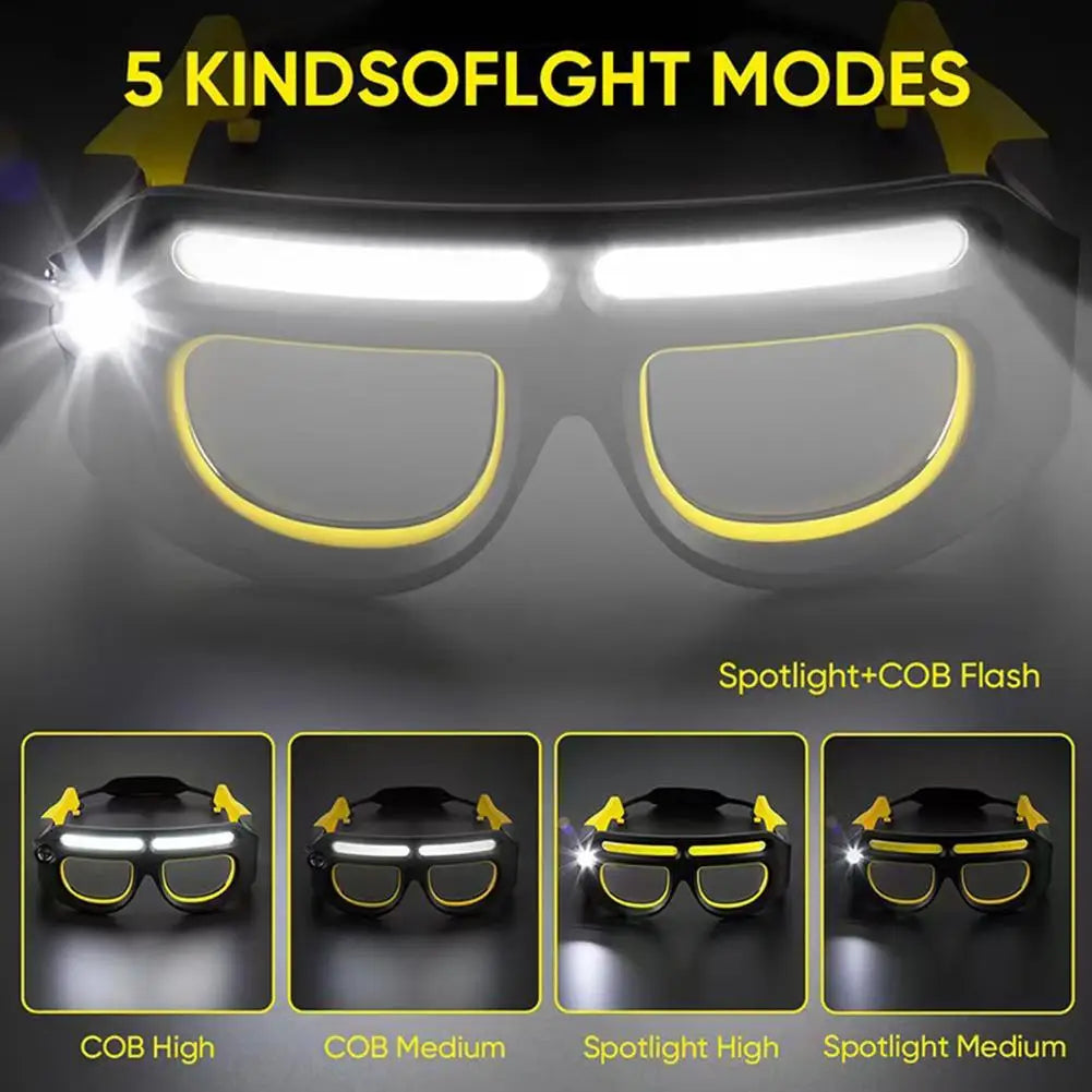Upgrade LED Glasses Rechargeable Headlight Glasses For Outdoor Cycling and Night Fishing with 5 Modes