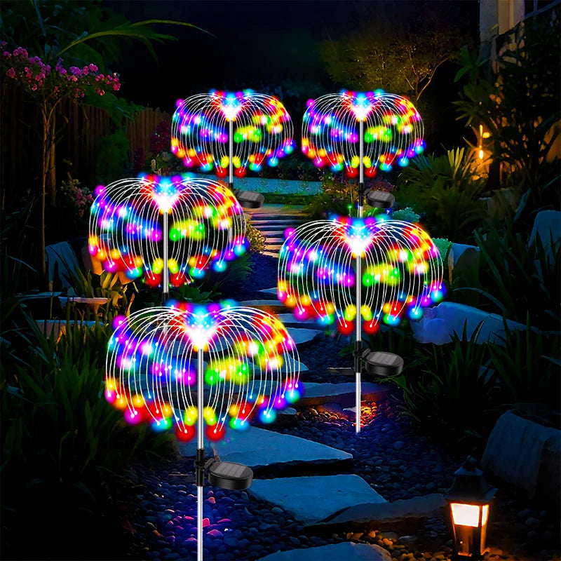 Outdoor LED Solar Patio Lights Waterproof Christmas Decor Firework Ground Socket Lights for Yard Garden Pathway Lawn Street 1PC
