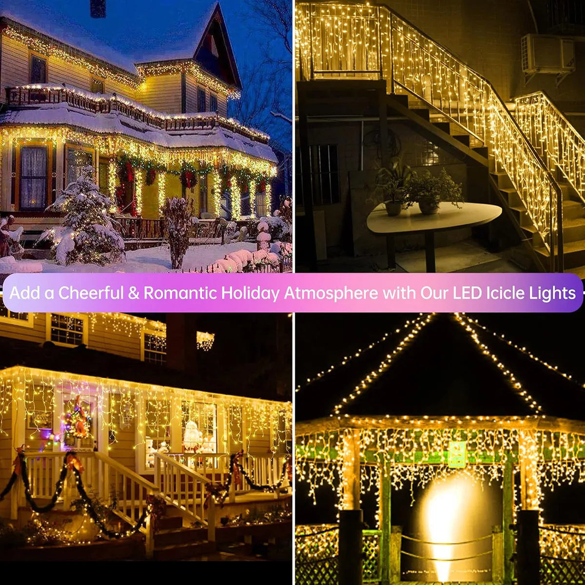 Icicle String Lights LED Fairy Lights Christmas Garland For New Year Party Wedding Garden Terrace Christmas Decoration Lamps