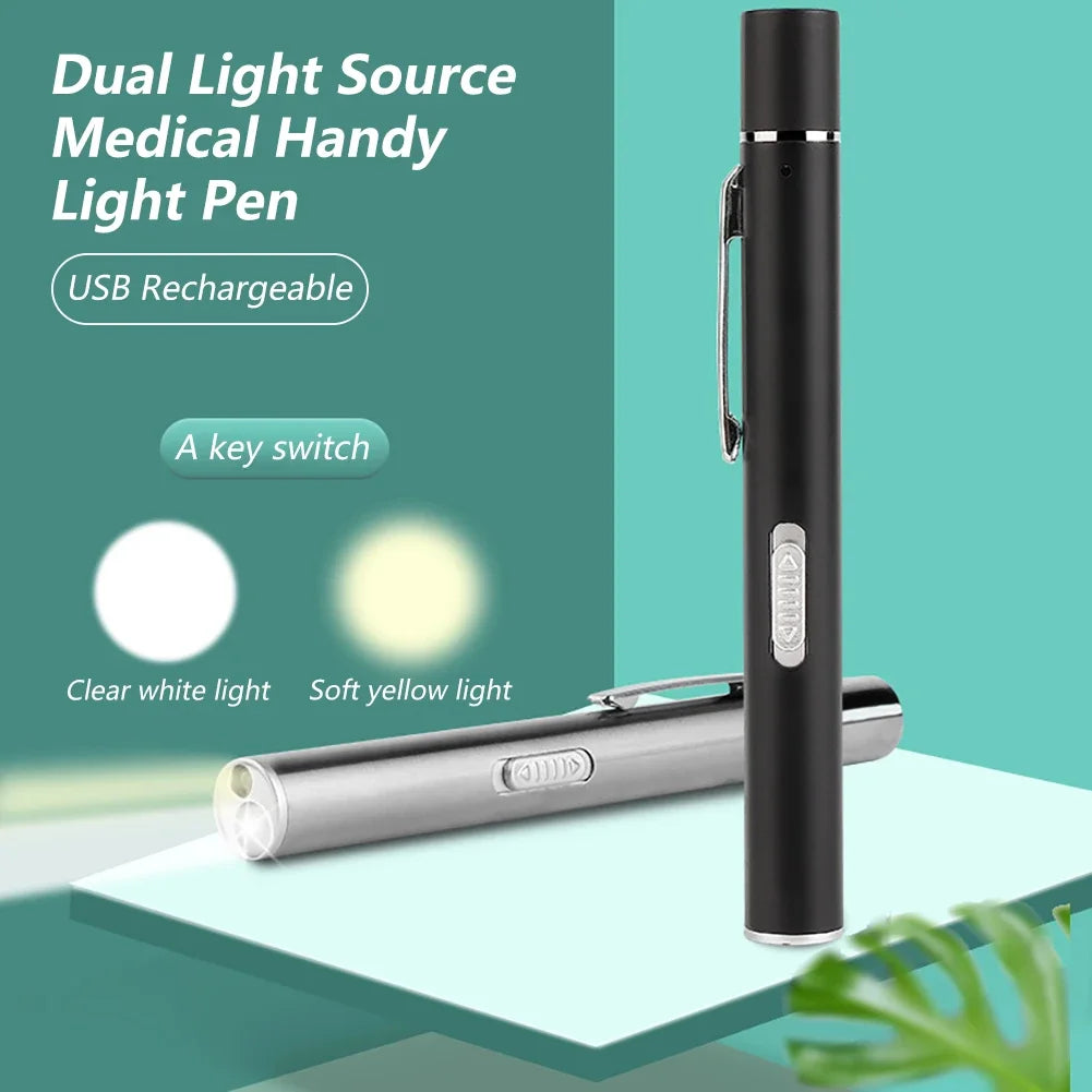 USB Rechargeable Medical Handy Pen Light Mini Nursing Flashlight LED Torch Lamp With Stainless Steel Clip Pocket Led Flashlight