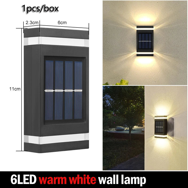 Solar Wall Lamp Outdoor Waterproof Solar Powered Up/Down Lighting for Garden Yard Home Exterior Decoration IP65 Solar Path Light
