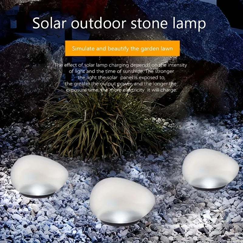 Solar Outdoor Waterproof Garden Light Cobblestone Shaped Lamp Decorative for Yard Lawn Patio Pathway Garden Christmas Decoration