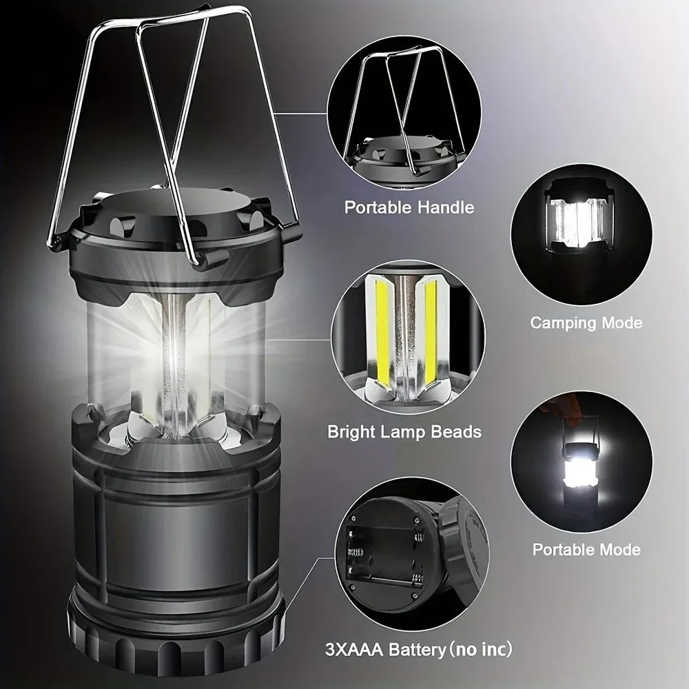 HOMEFISH Camp Lamp, Outdoor Tent Light, Portable Lantern, Multifunctional Emergency Light, Battery Powered (Without Batteries )