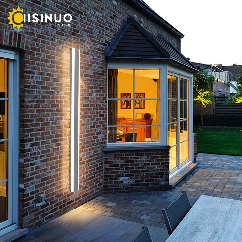 Outdoor Garage Porch Lighting LED Long Wall Sconces Brightness Garden Lamp Black Gold White Gray 85v 265v Villa Sconce Luminaire