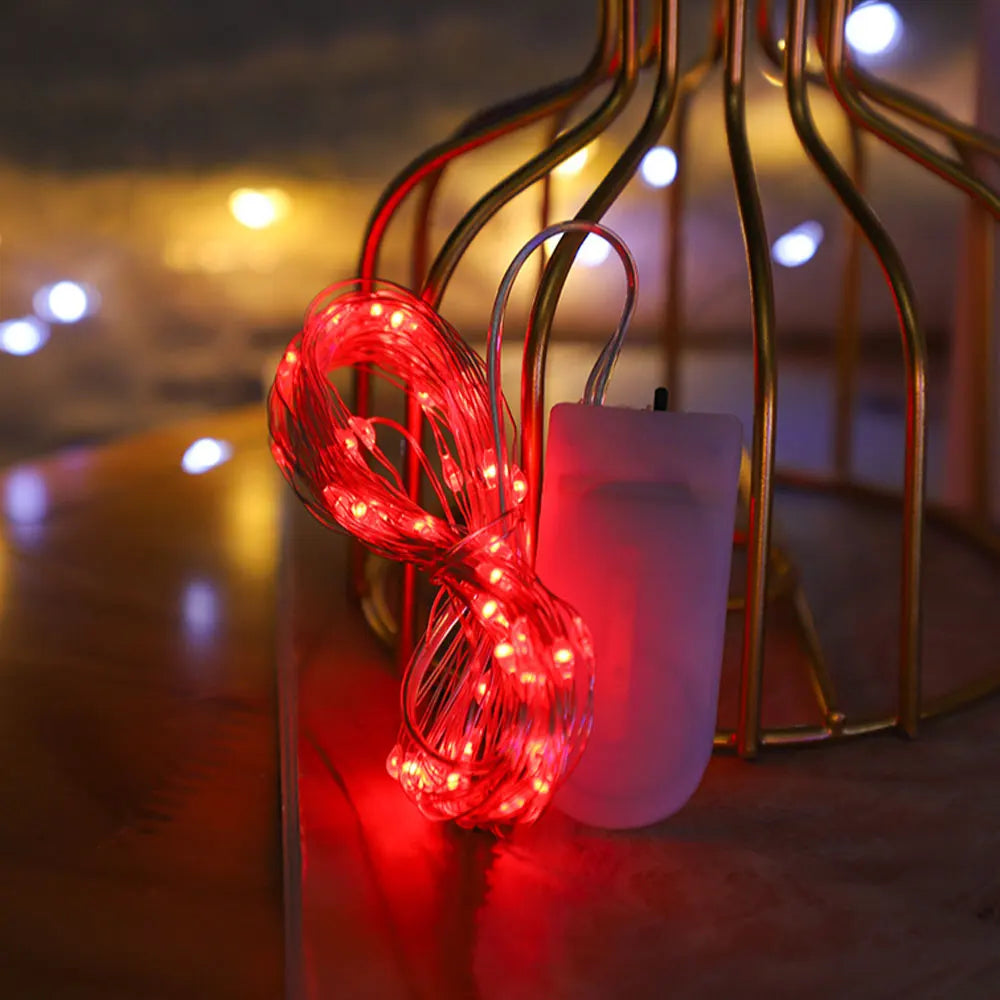 LED Copper Wire String Lights Waterproof Fairy Lights Battery Powered Garland DIY Christmas Party Wedding  Holiday Decoration