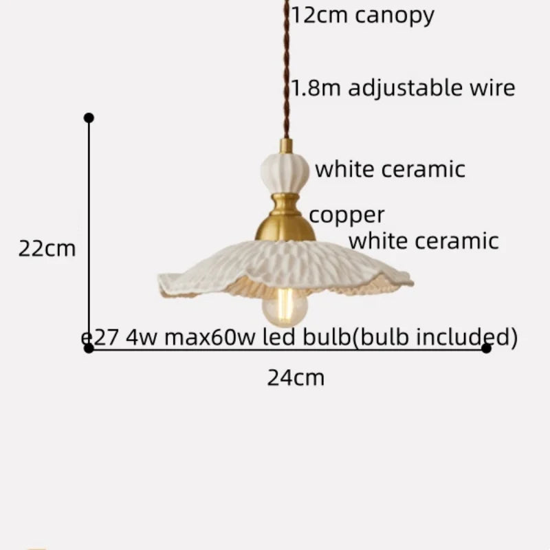 IWHD Home Decor LED Pendant Light Fixtures Bedroom Hallway Living Room Nordic Modern Leaf Ceramic Copper Socket Hang Lamp Lampen
