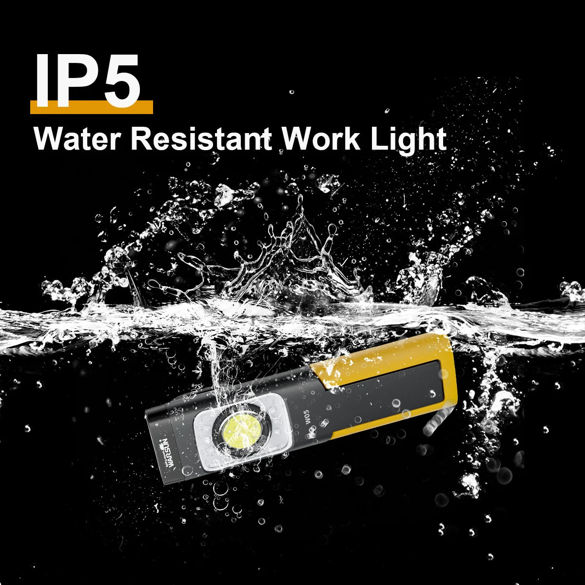 WARSUN W05S LED Work Light Rechargeable Portable Magnetic Base Flashlight Clip Hook 180° Rotating Stand for Home Garden Camping